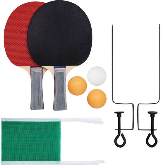 JOOLA Tafeltennis Set Black Duo PRO 2 tafeltennisbatjes 3 tafeltennisballen tafeltennishoes, zwart, 6-delig