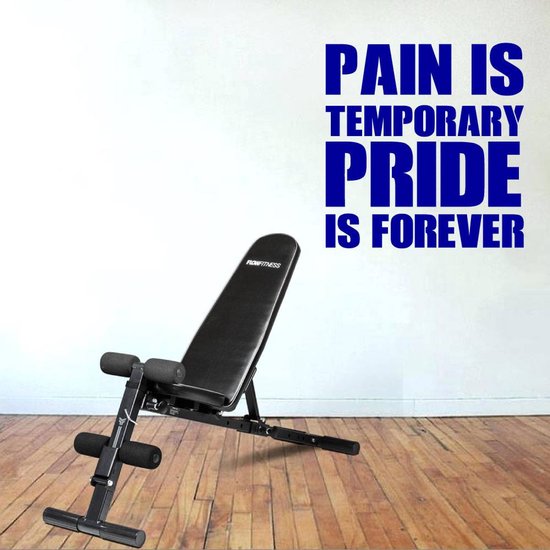 Sticker Muursticker Pain Is Temporary Pride Is Forever - Wit - 120 x 120 cm - Textes anglais sports - Muursticker4Sale