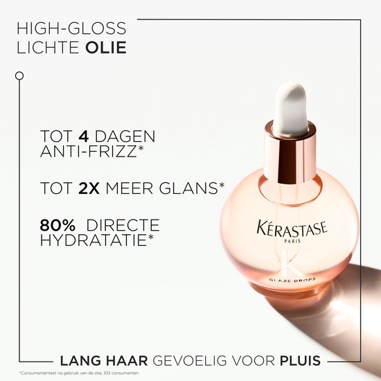 Kérastase Gloss Absolu Anti-Frizz Trio + 2 Cadeaus - Shampoo 250ml & Conditioner 250ml & Glaze Drops Haarolie 45ml + Shampoo 80ml & Conditioner 75ml cadeau - Voor Lang Haar Gevoelig voor Pluis - Met Hyaluronzuur