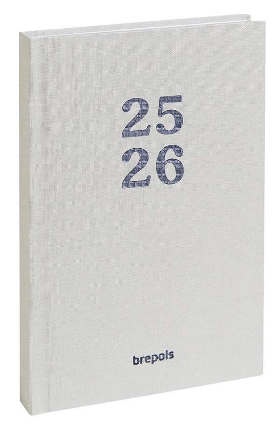 Agenda scolaire Brepols 2025-2026 - RAINBOW - 1 jour par page - Couverture en lin - Aperçu des jours - Grijs clair - 11,5 x 16,9 cm