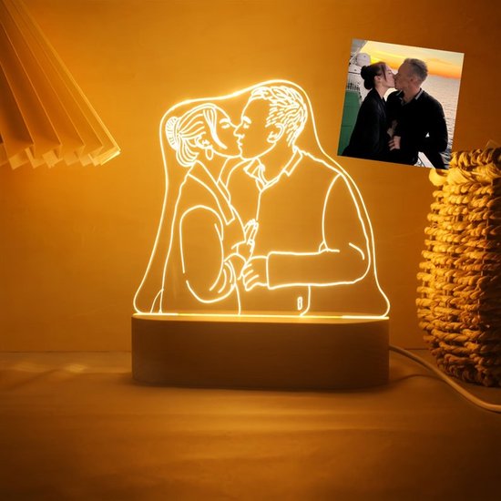 Lampe photo dessinée à la main - personnalisée - avec naam - cadeau - 3d