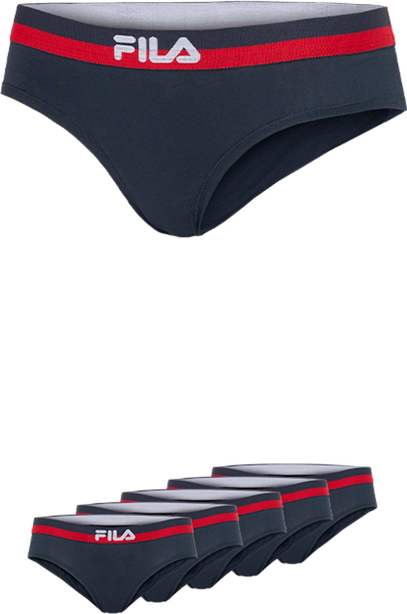 FILA - Urban Brief Gekleurde Waistband | 5-Pack | Dames Slip | Maat L - Navy/Grijs/Wit