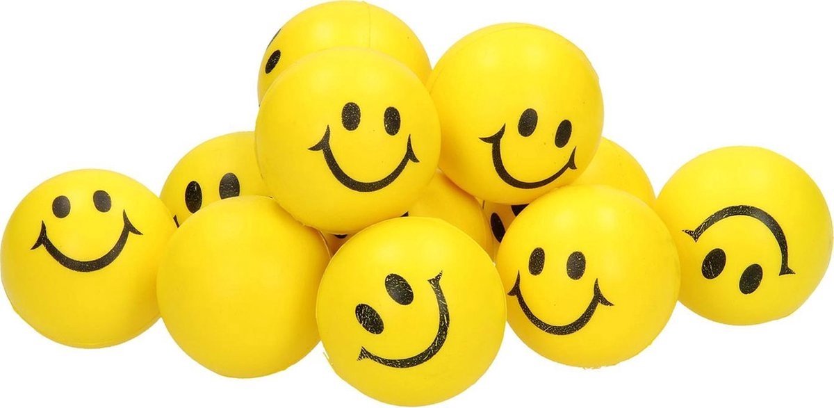 Banzaa Emoji Stressbal 12 Stuks Smiley Soft Density – Reduceren van Stress – Geel