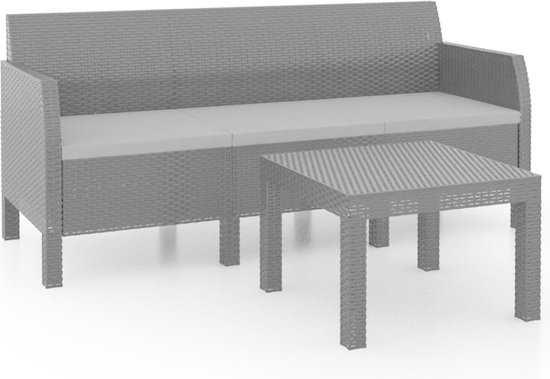 vidaXL Loungeset 2-delig - Antraciet - Rattanlook Tuinstoel - Lounge Set - Buitentijd - Relaxen - Tuinset