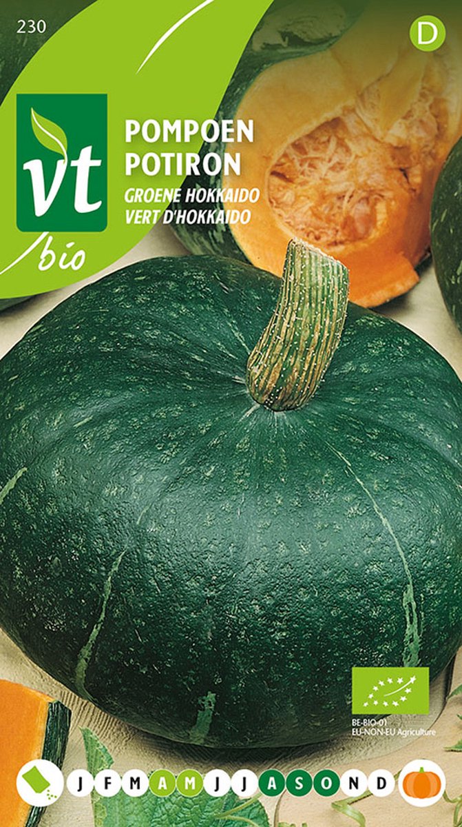 Pompoen Groene Hokkaido Zaden - Donkergroene Schil met Zoet Geel-Orange Vruchtvlees