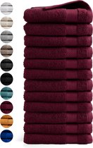 DoubleDry Handdoeken 50 x 100 - set van 12 - Hotel kwaliteit 500 g/m2 - 12x Bordeaux Rood