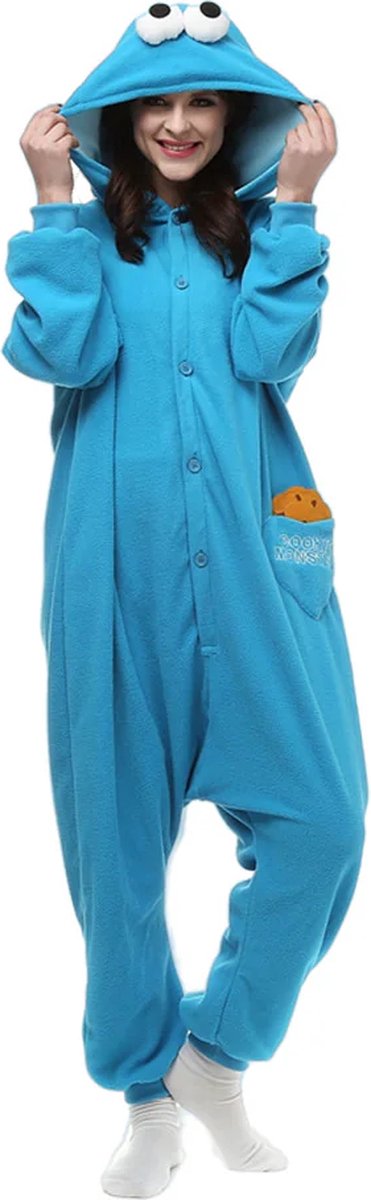 KrijgHonger – Blauwe Dieren Onesie – Maat XL (175–185 cm) – Unisex Verkleedkostuum / Pyjama – Carnaval – Huispak – Voor Kinderen & Volwassenen
