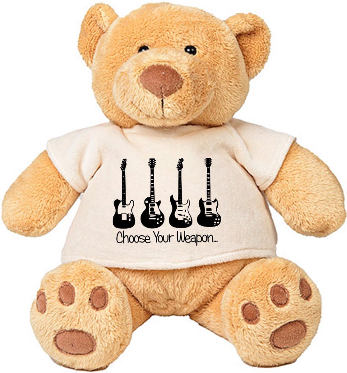 Pluche Beer Choose Your Weapon - gitaar - elektrische gitaar - muziek - knuffel - cadeau - beertje