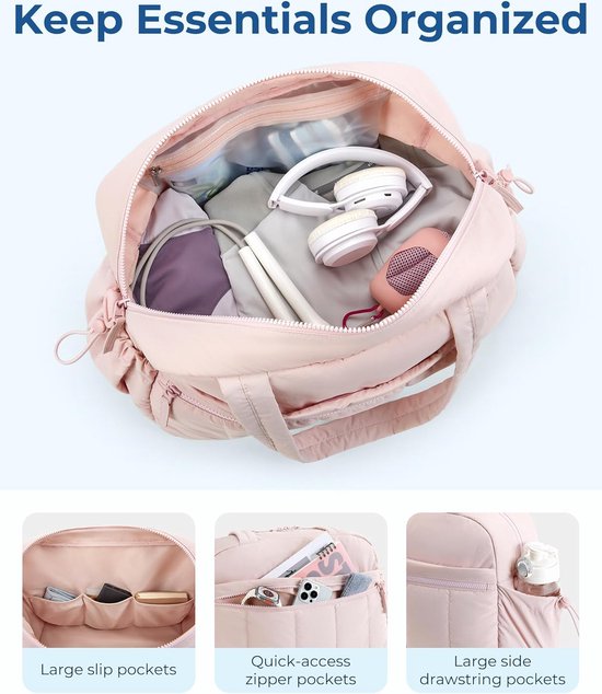 Sporttas voor dames - Toilettas voor dames op reis - Grote reis Toilettas - Reistas groot - Sporttas Dames - Reistas - lichte trainingstas - Duffelbag voor Sport/Fitness/Outdoor - Sportzak & Sport Tas - Sporttas - Gym Bag Handbagage van Merkloos — afbeelding 4