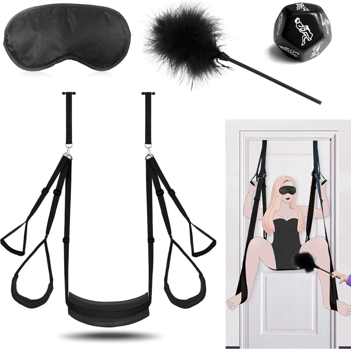 Sex Schommel - Sex Swing Extra Stevig – Seksschommel – Seksspeeltjes voor Koppel – Seks Schommel BDSM – Erotiek Toys - Sex Sling – Love Swing – Discreet Verpakt - Zwart