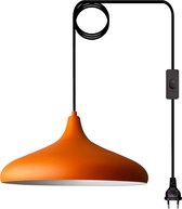 SHINY STAR Zwarte hanglamp met plug-in, hanglamp in vintage-stijl KIT E27 lampfitting, 4,5 m gevlochten gedraaide kabel met aan/uit-schakelaar 81904BPG