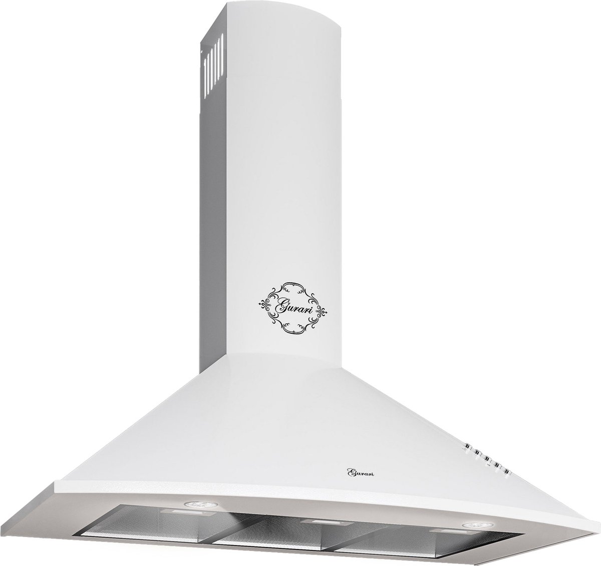 GURARI Wandafzuigkap GCH C 046 WH 9 N+Koolfilter, Afzuigkap 90 cm/ wit/ krachtige afzuiging 1000m³/h
