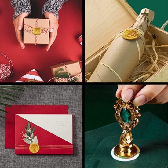 Hexint Vintage initialen brief Wax zegel stempel Kit,Retro klassieke afdichting Wax stempel met metalen handvat geschenkdoos set brons kleur ( Letter Q