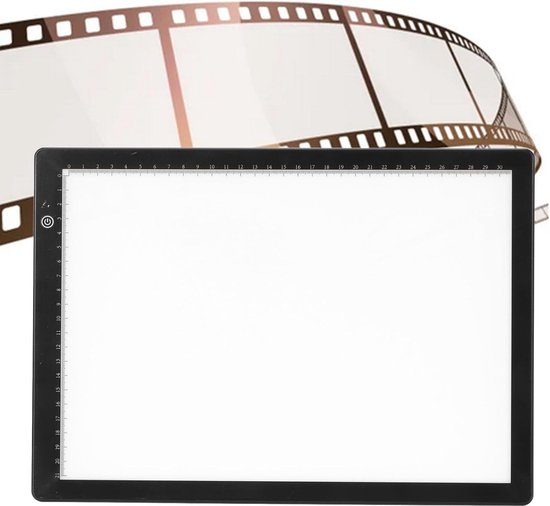 Boîte à lumière pour visionneuse de diapositives pour la numérisation de diapositives et de négatifs de films Scanner à boîte à lumière ultra-mince A4 avec 3 niveaux de luminosité Alimenté par USB