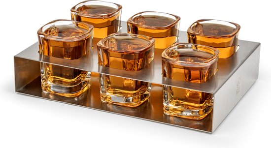 Leopold Vienna - shotglazen met tray - set van 6 shotglaasjes