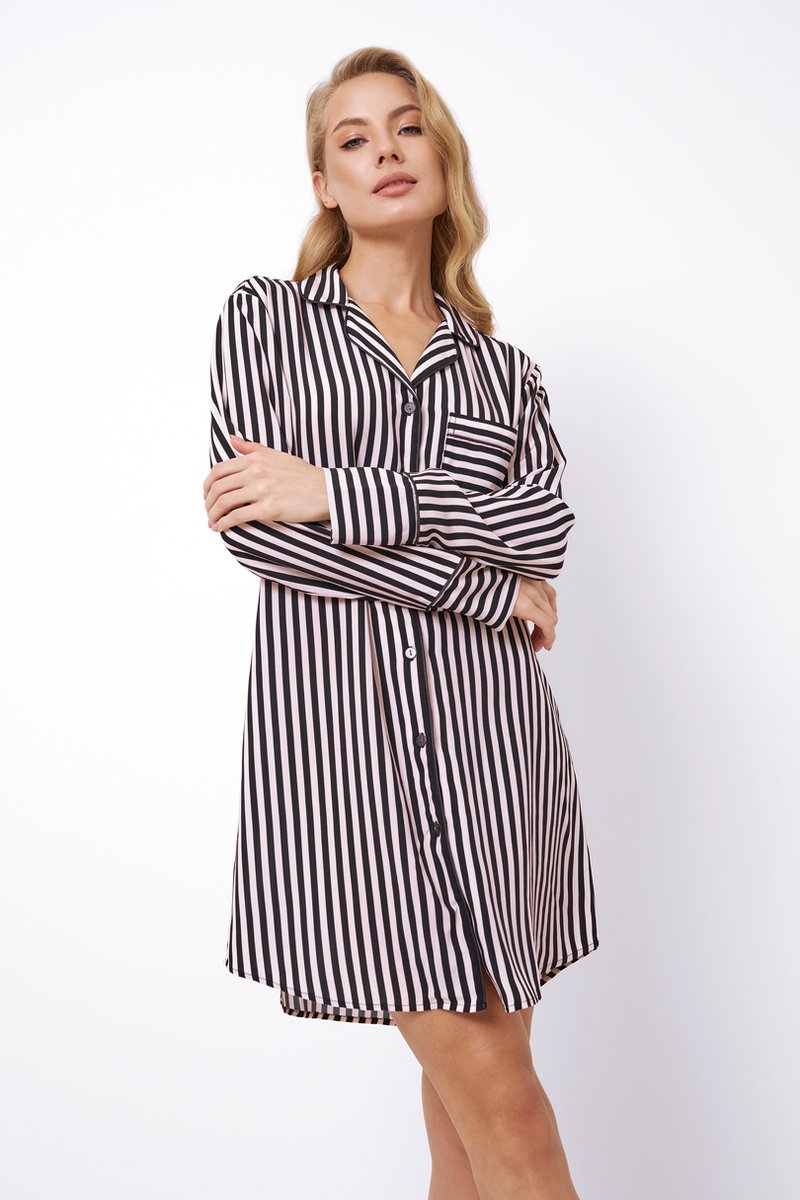 Aruelle Dames nachthemd Brittany-zachte viscose-lichtroze-zwart lichtroze / zwart
