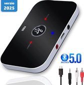 PiXXO® Easy-Connect 2-in-1 Bluetooth Zender & Ontvanger – Transmitter & Receiver – Bluetooth 5.0 – Draadloos Maken van Stereo, TV, Auto, Speakers – HD-Audio – 10u Accu – Incl. AUX & USB Kabel – Plug & Play