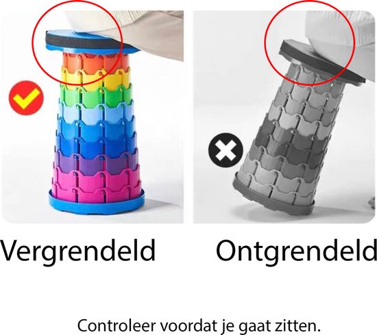 HVDHYY Opvouwbare kruk, opvouwbare kruk, draagkracht 215 kg, telescopische kruk, 7 instelbare hoogtes, campingkruk, rood, voor reiskruk, outdoor, tuin, vissen, BBQ, binnen, keuken, camping