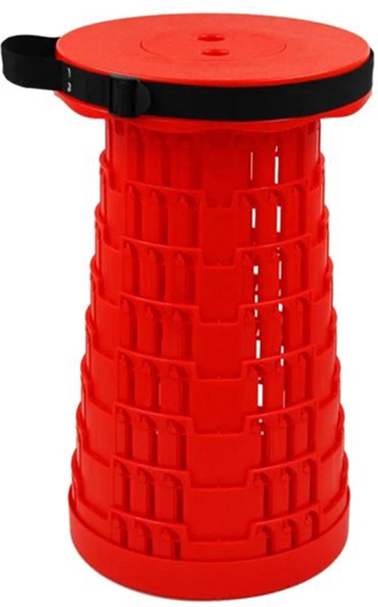 Opvouwbare Campingkruk - Telescoop kruk - opvouwbaar - kruk - Lichtgewicht Festival Stoel - Draagbare en Verstelbare Klapkruk voor Outdoor & Reizen - Tot 44 cm - Rood