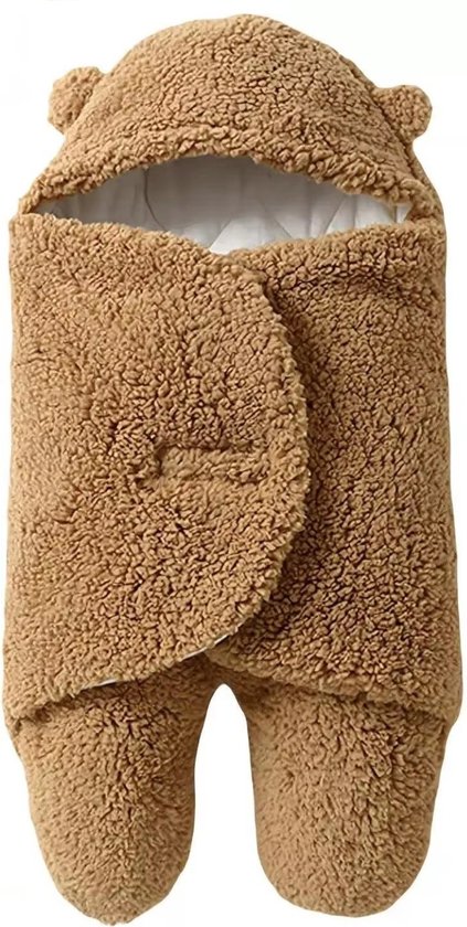 Teddy Babyslaapzak - Winter Editie - Bruin - Inbakerdoek Baby - Maat 62/68 (3-6 maanden)