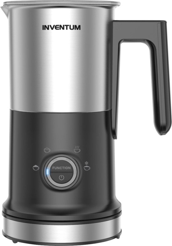 Inventum MK352S – Elektrische melkopschuimer – 115/240 ml – Warm/koud opschuimen – Verwarmen – PFAS vrij – Antikleeflaag – Zwart/RVS