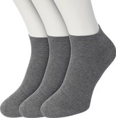Bonnie Doon Sneakersokken Heren Grijs maat 40/46 - 3 paar - Basis Korte Sokken - Gladde Naden - Enkel Sokken - Uitstekend Draagcomfort - Enkelsokken - Sneaker Sokken - 3-pack - Multipack - Effen - Grijs - Medium Grey Heather - OL8120013.112