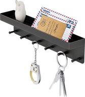 Janse® Sleutelrek met postvak - Haken voor sleutels - Sjaal organizer - Woon accesoires - Metalen sleutelrekje zwart - Welcome - Moederdag