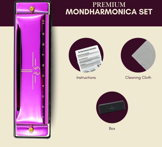Harmonica Do Majeur - Violet Métallisé - Harmonica pour Adultes et Enfants - Harmonica Chronomatique