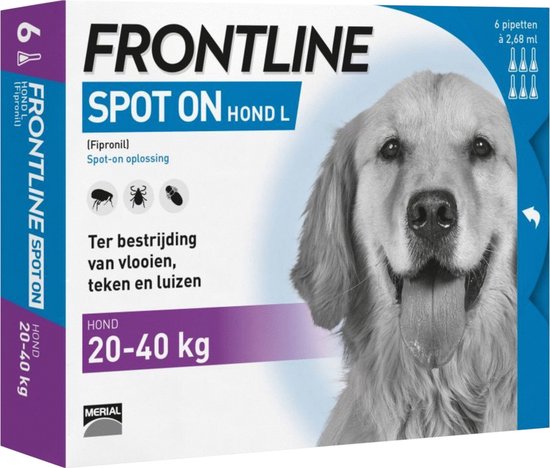 Frontline Spot-On - Anti vlooienmiddel - Hond - L - 6 pipetten
