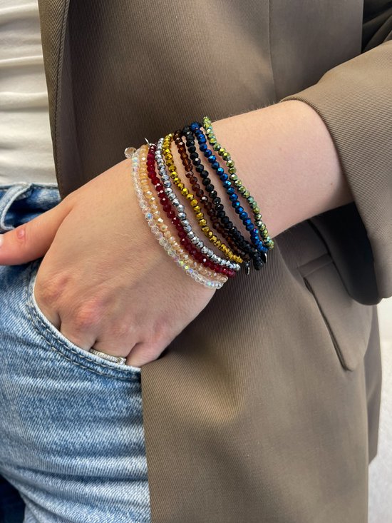 CO88 Collection - 8CB-91318 - Bracelet femme en perles avec pierres de cristal bleu foncé - 3 mm