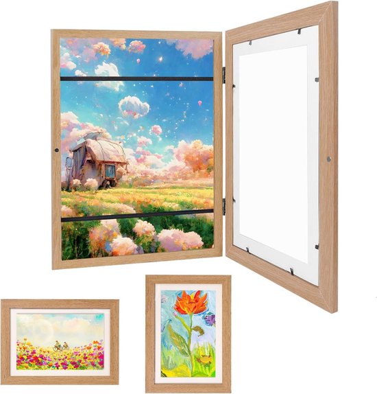 Wissellijst Kindertekening - Fotolijst - Luxe fotolijst voor kindertekeningen - Kunstlijst - Wissellijst – Tekeningen – A4 - 33 x 24,5 x 2,51 cm – Hout Kleur - Moederdag - Cadeau