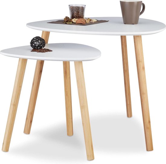 Bijzettafel Saumur - set v 3 - wit - organisch