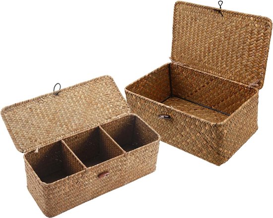 Alipis 2 Stuks Organiserende Opbergmand Houten Picknickmand Handgrepen