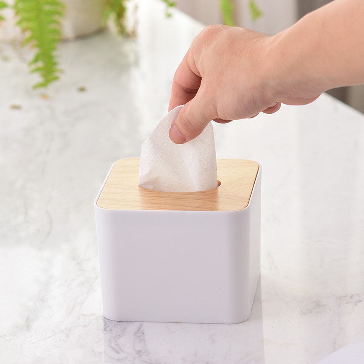 Tissue box - tissue box modern - zakdoekendoos - Witte - tissue doos wc - Opbergbox voor tissues en mondkapjes - Natte Doekjes Dispenser Houder - Milieuvriendelijke & Stijlvolle Tissuebox - Luxe doos voor Servetten — cadeau in Cadeau-ideeën - foto 3