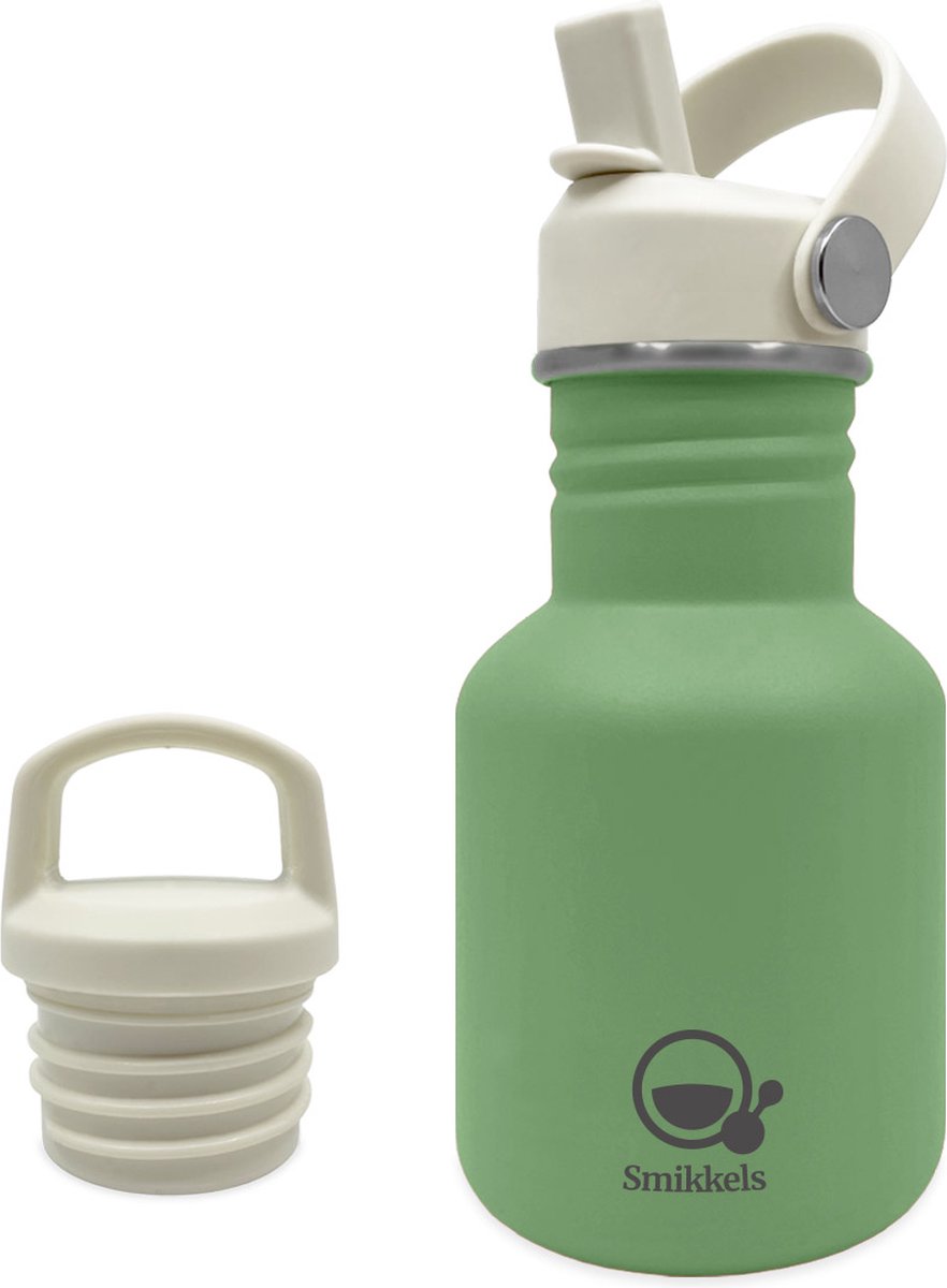 Smikkels - RVS drinkfles - 350ml - Groen - Schoolbeker kind - Drinkbus school