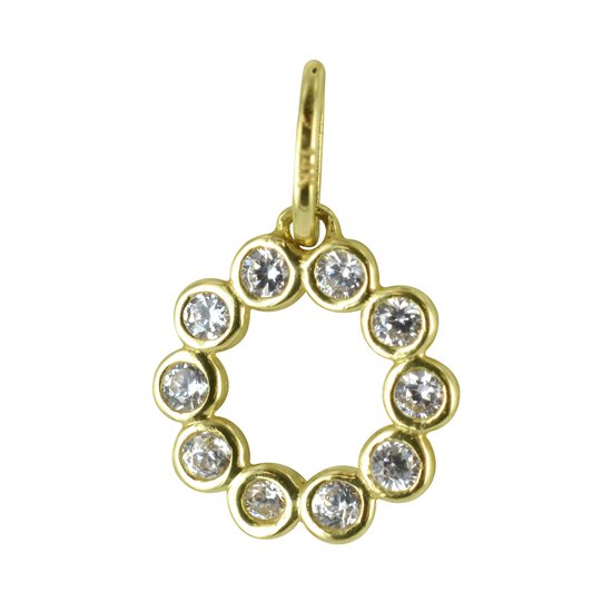 Cercle doré serti de 11 pierres de zircon, 7,7 mm de diamètre.