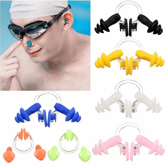 Neuspluggen voor zwemmen, onzichtbare neusklem, siliconen neuspluggen voor zwemmen, comfortabele neusbescherming voor zwemmen met een doosje voor surfen, geschikt voor beginners (Wit, Volwassenen
