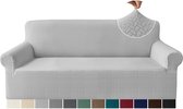 Premium mode jacquard bankhoezen, 3-zits, anti-rimpel, hoge stretch bankovertrekken, antislip bankbescherming voor woonkamer (3-zits, neutraal grijs)