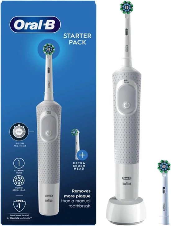Oral-B Vitality Wit Elektrische Tandenborstel Starterpack met 2 CrossAction opzetborstels