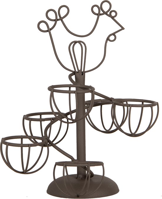 Clayre & Eef Eierhouder Ø 17x23 cm Bruin Metaal Kip