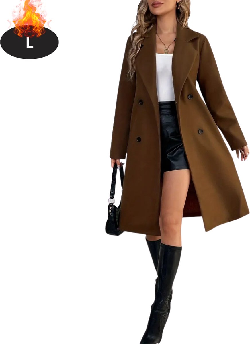 Bovista Mantel Dames Tussenmantel Jas Mantelpakje Trenchcoat Overjas Overcoat Winter Donkerbruin