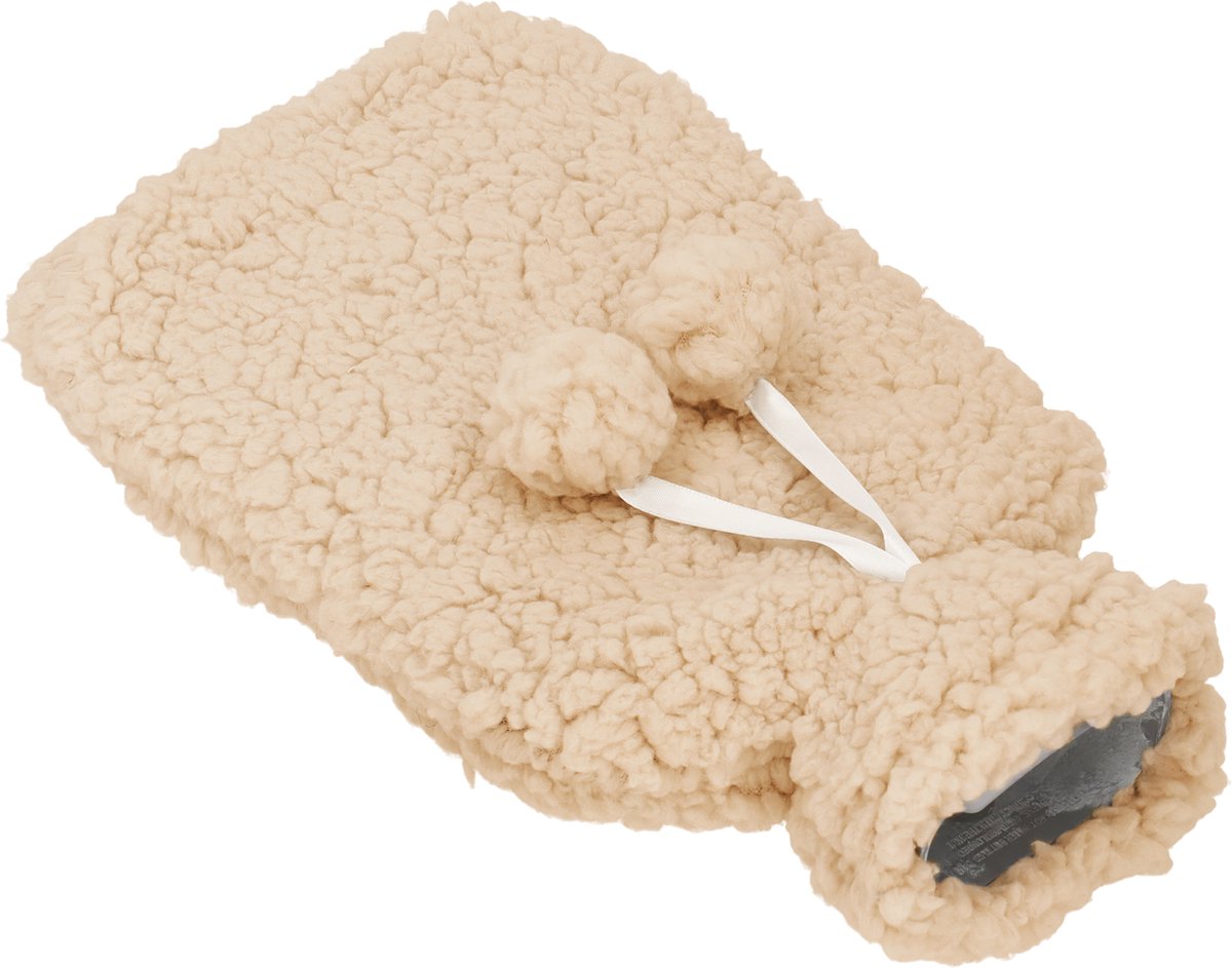 Kruik met Teddy Hoes 29x17x4 cm - Warmwaterkruik - Warmtekruik - Warmte Kussen - Beige - Deluxa – foto 4