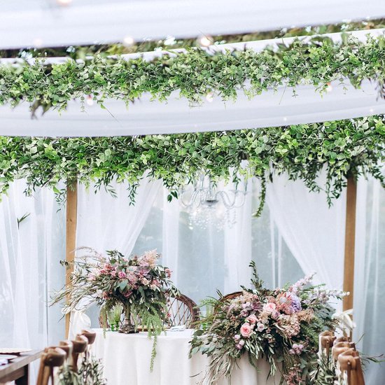 2 Guirlandes D'eucalyptus Artificiel – 1,8 M Chacune – Feuilles En Soie Réalistes – Pour Décoration Mariage, Table, Porte, Fond D'ambiance