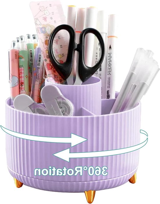 CYEER Draaibare pennenhouder, pennenhouder van bamboe, voor kinderen, draaibare bureau-organizer, pennenorganizer voor markers, kleurpotloden, kunstpenselen enz