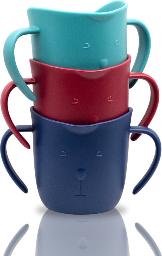 JGR Cuir Bébé Drinking Cup - Gobelet d'entraînement avec oreilles - lot de 3