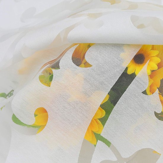 Rideau Witte transparent Goodivery ® avec motif de vrilles subtiles pour le salon