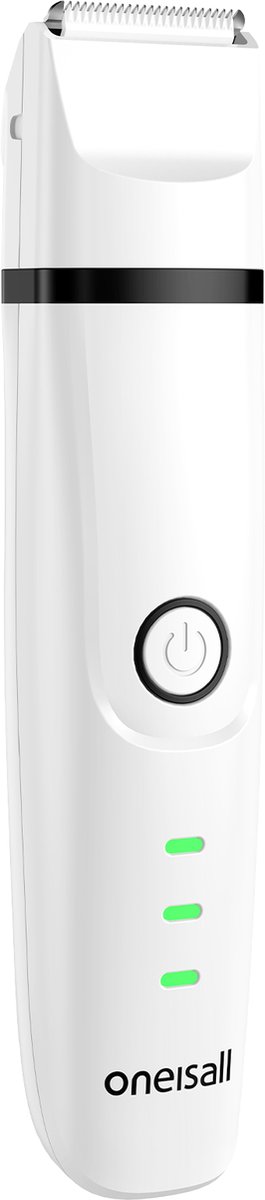 oneisall 4-in-1 stille tondeuse voor honden en katten, oplaadbare honden- en poottrimmer en klauwslijper met 4 multifunctionele snijkoppen voor poten, ogen, oren, gezicht, wit
