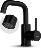 Mirlux Wastafel Kraan Zwart - Wastafel Mengkraan Badkamer - Wastafelkraan - Fonteinkraan / WC Kraan - Kraantje - Koudwaterkraan & Warmwaterkraan - Toiletkraan Koud Water & Warm Water