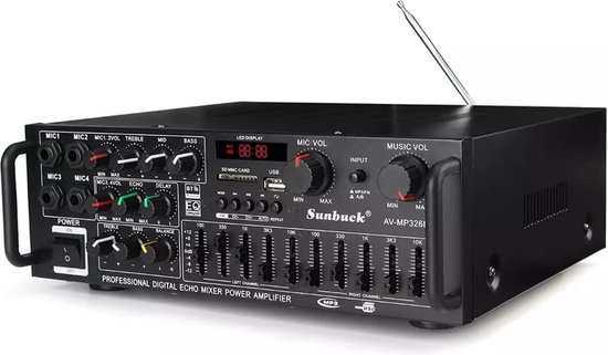 OxyFlowzy® - Audioversterker – Stereo Versterker Met Bluetooth – Audio Amplifier Met Karaoke Portals – Led Display - Veelzijdig