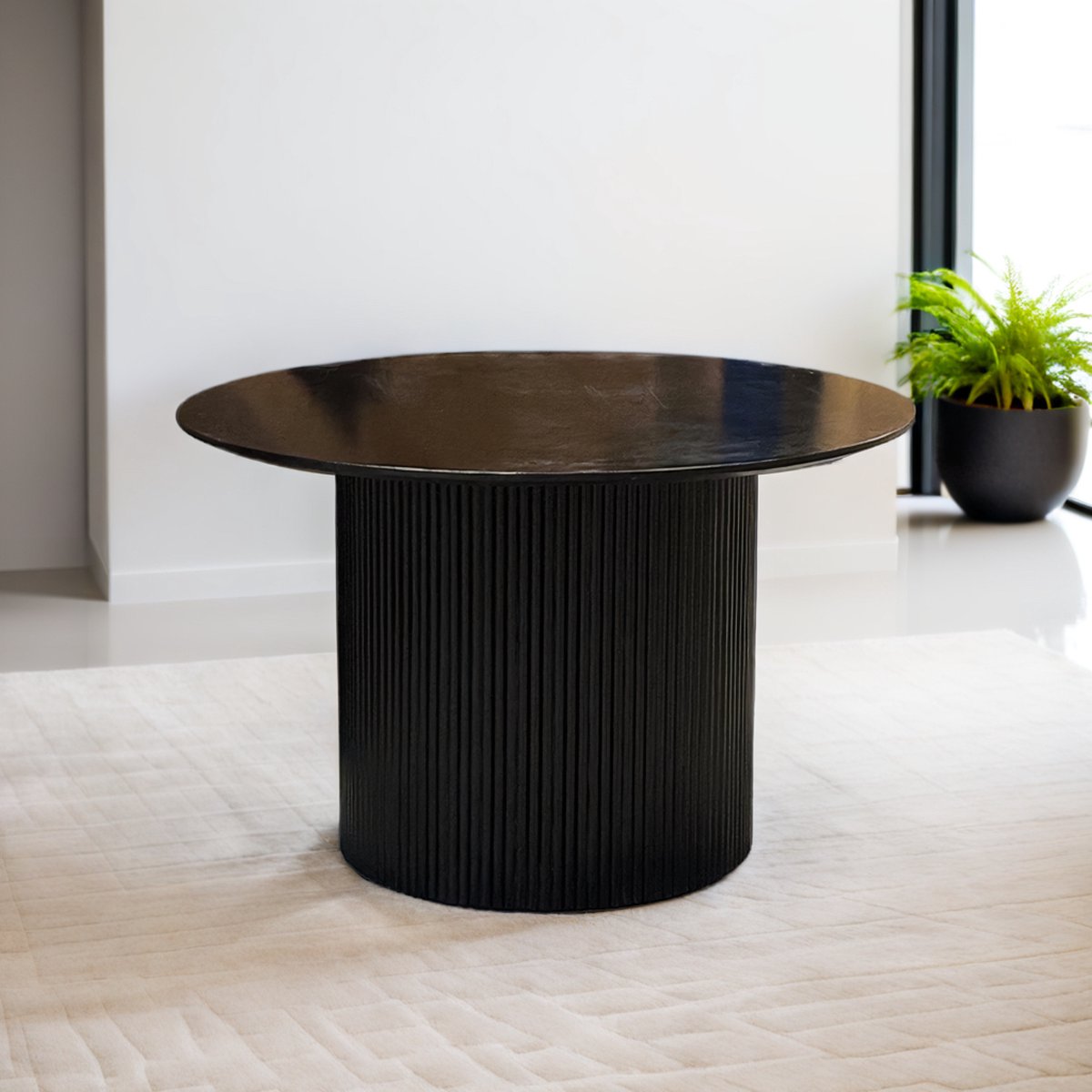 Eettafel Commodore Rond | Zwart Mangohout 120cm